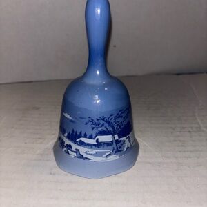 Blue Ceramic Bell with Scenic Design